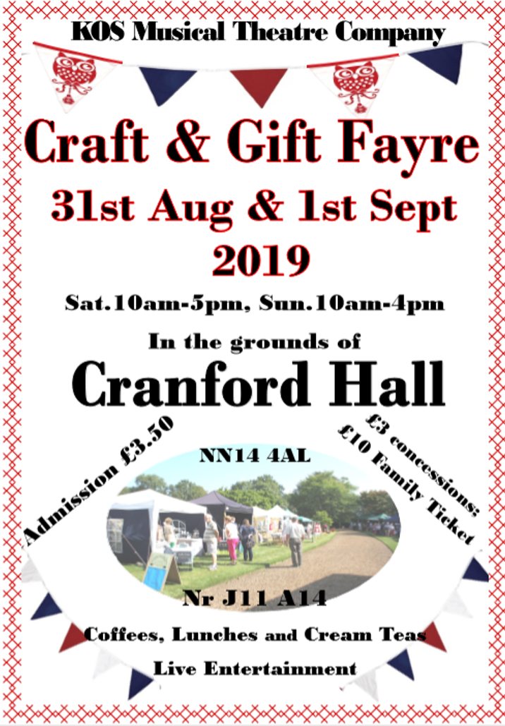 KOSMTC Craft & Gift Fayre Craft Fair in Nr Kettering Northamptonshire